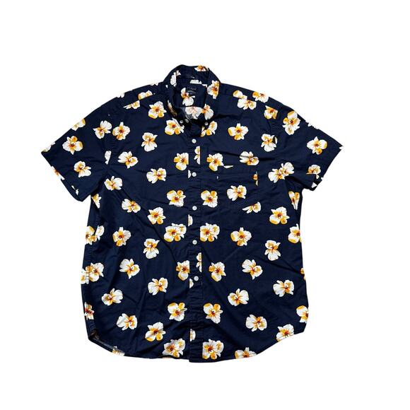 J. CREW Short Sleeved Button up collared shirt, size XL, Hawaiian Blue Flower - Picture 1 of 8